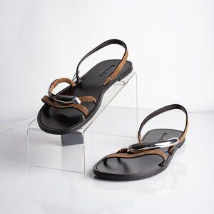 Massimo Dutti Womens Strappy Slingback Sandals Brown Suede US 9 EU 40 New